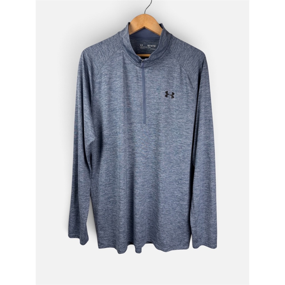 Under Armour 1/4 Zip Pullover Mens XXLT Blue Heathered HeatGear 1328495